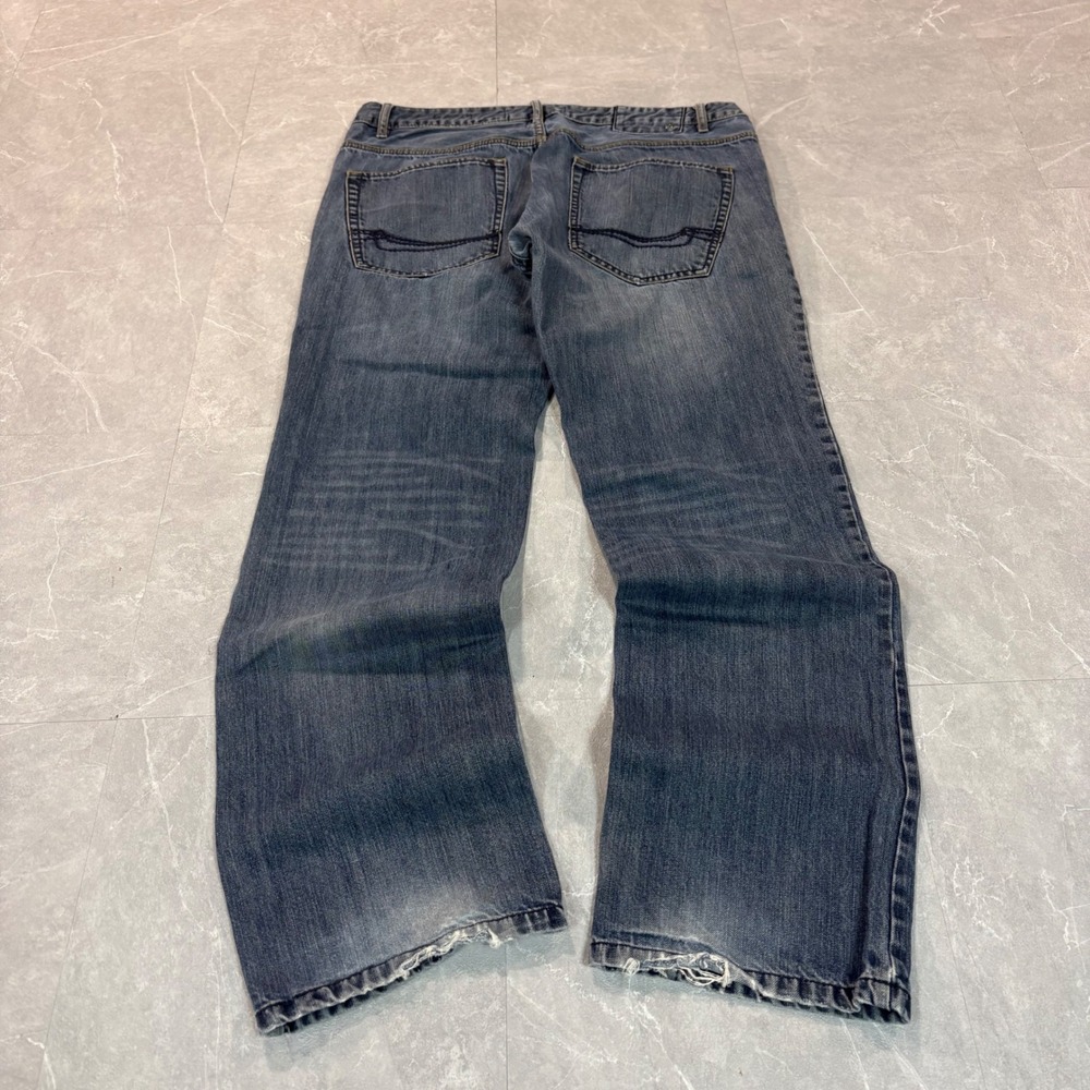 Angelo Litrico Mens Straight Leg Jeans Blue Medium Wash 36x32 Embroidered Pocket